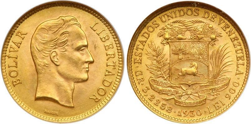 Золотой боливар Венесуэлы 