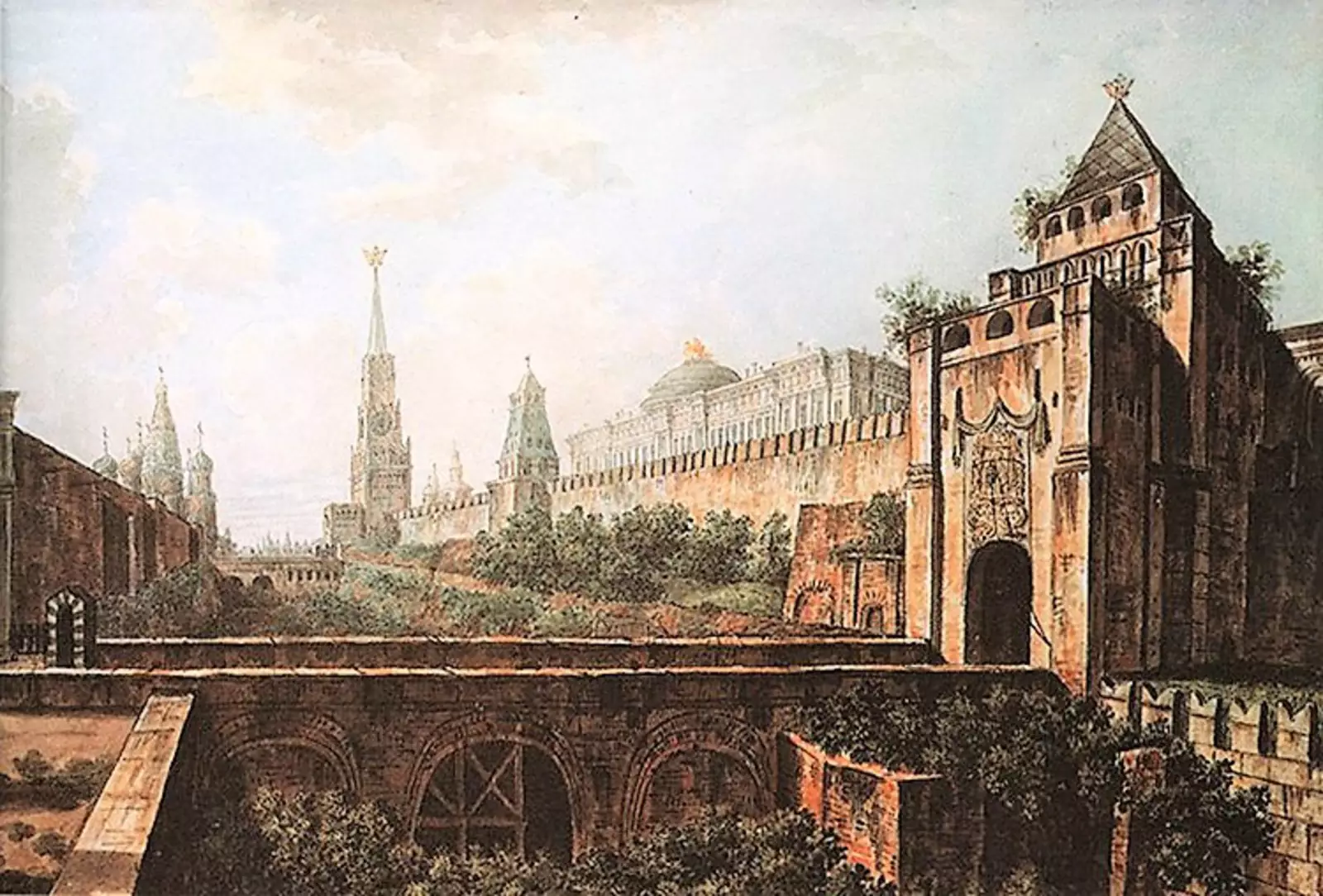 Никольские ворота Кремля и Алевизов ров