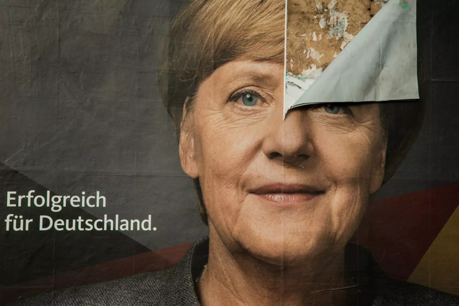 Предвыборный плакат с портретом Меркель