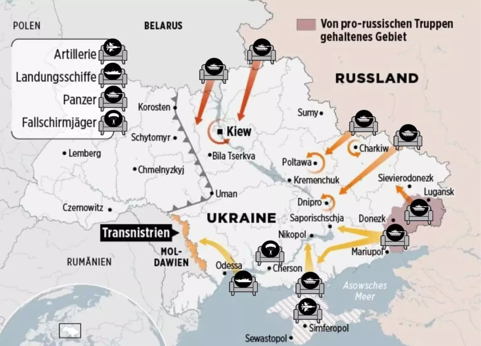 План вторжения на Украину по версии Bild, декабрь 2021 года