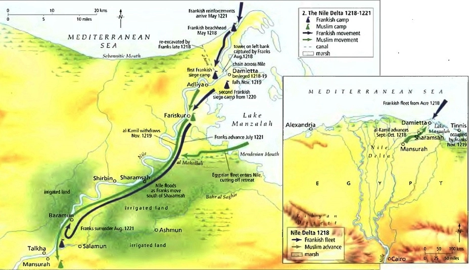 Театр военных действий в Египте, 1218-1221 гг.