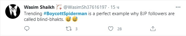 Хэштег #BoycottSpiderman наглядно показывает, почему сторонников BJP зовут тупыми бхактами.
