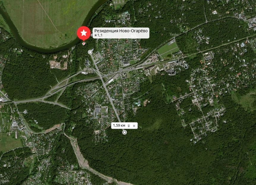 Расстояние между госрезиденцией президента «Ново-Огарево» и границей передаваемых участков — 10 минут пешком