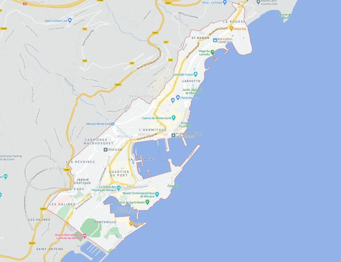 Вы можете прогуляться с севера на юг Монако примерно за час 