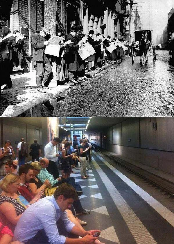 Люди не меняются. Первое фото сделано в начале прошлого века 