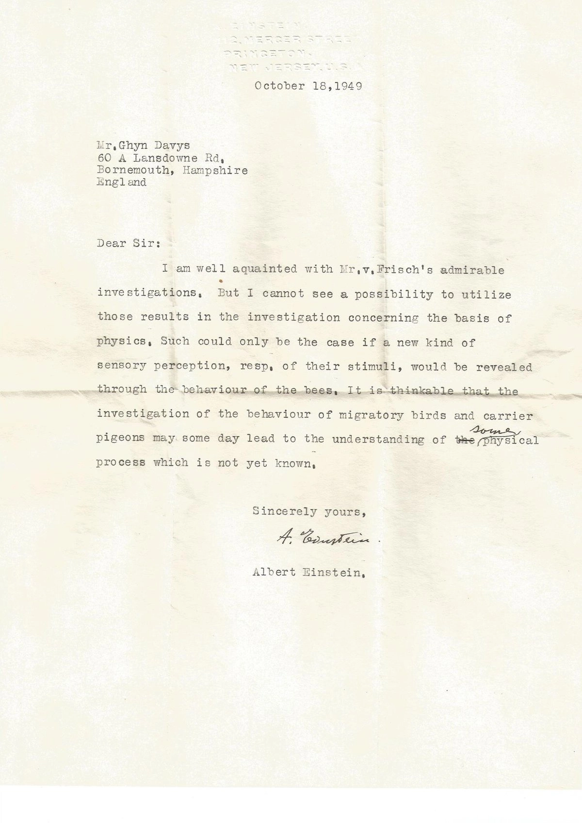 Письмо Эйнштейна.