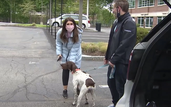 Репортер задала несколько вопросов человеку, который выгуливал пса, и поняла, что он не настоящий хозяин собаки