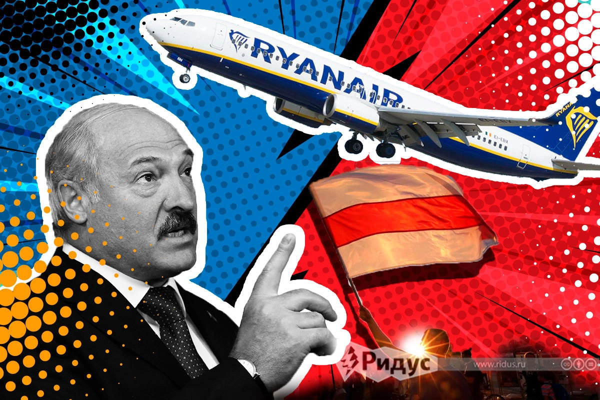 Инцидент с самолетом Ryanair © Михаил Салтыков/коллаж/Ridus.ru
