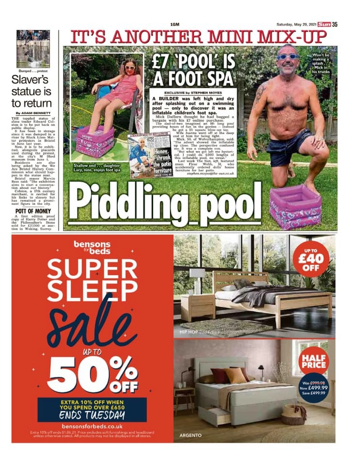 Вместо бассейна Мик получил резиновую ванночку для ног