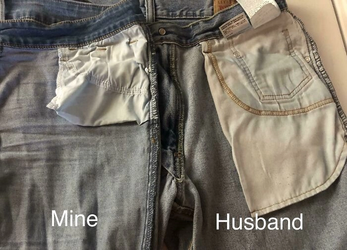 “Карманы моих джинсов и джинсов моего мужа”. 