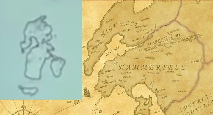 Сравнение царапины и фрагмента карты из The Elder Scrolls.