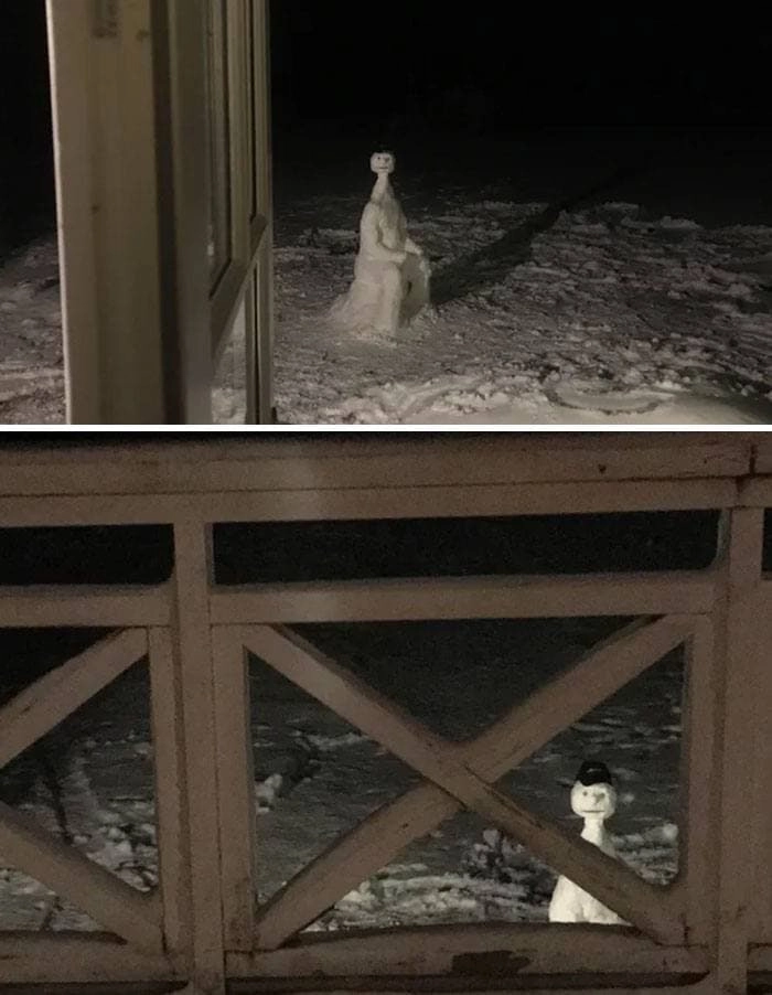 Снеговик, о создании которого я пожалел ближе к ночи. 