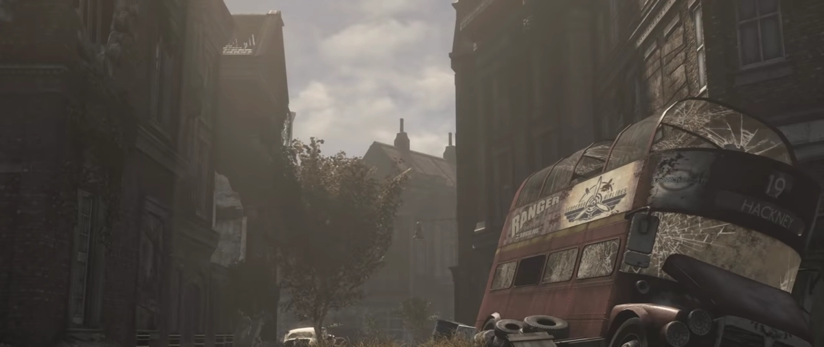 Разрушенный постапокалиптичный Лондон.