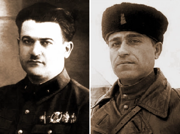 Начальник Свердловского Управления НКГБ Т.М. Борщев и начальник особого отдела Ленинградской партизанской бригады Г.И. Пяткин