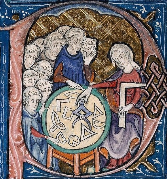 Женщина преподает геометрию монахам, XIV век. 