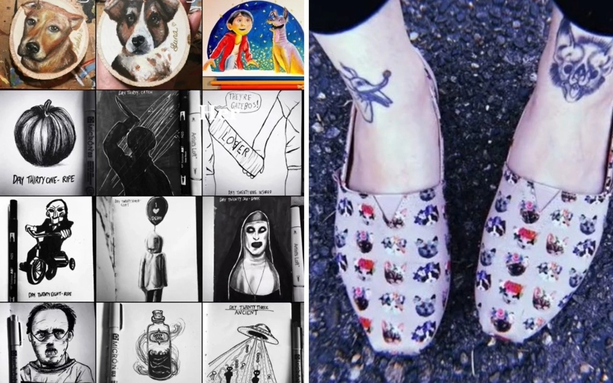 Обе девушки хорошо рисуют, любят ужастики и имеют похожие татуировки летучих мышей на лодыжках