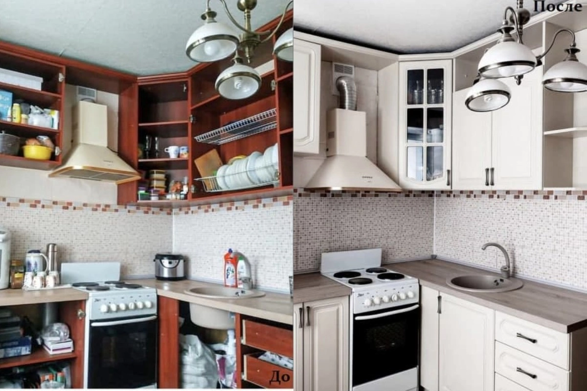 Этот кухонный гарнитур просто перекрасили, и кухня преобразилась. Этот кухонный гарнитур просто перекрасили, и кухня преобразилась.
