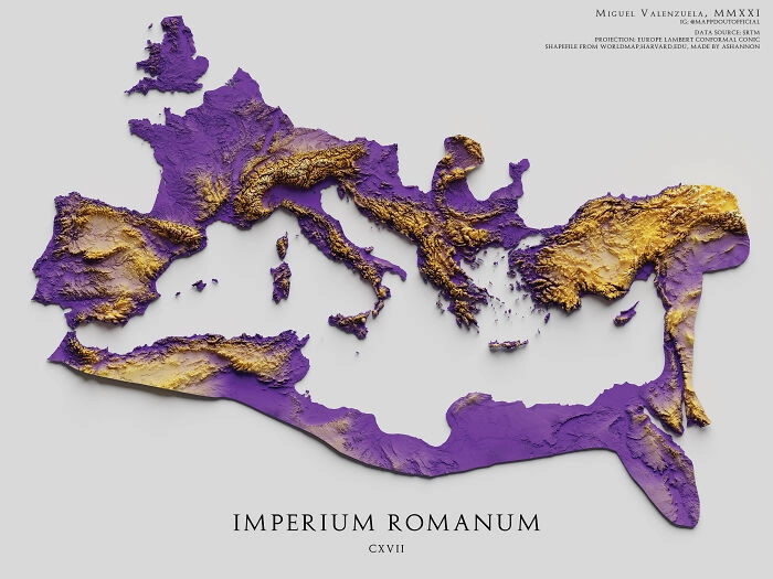 Топографическая карта Римской империи во времена ее расцвета.