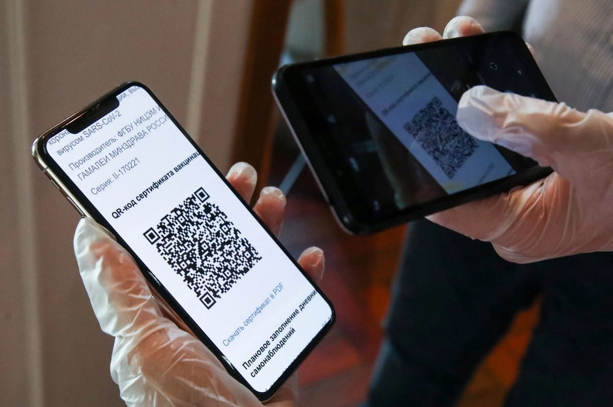 Проверка QR-кода. © Вячеслав Прокофьев / ТАСС Проверка QR-кода. © Вячеслав Прокофьев / ТАСС