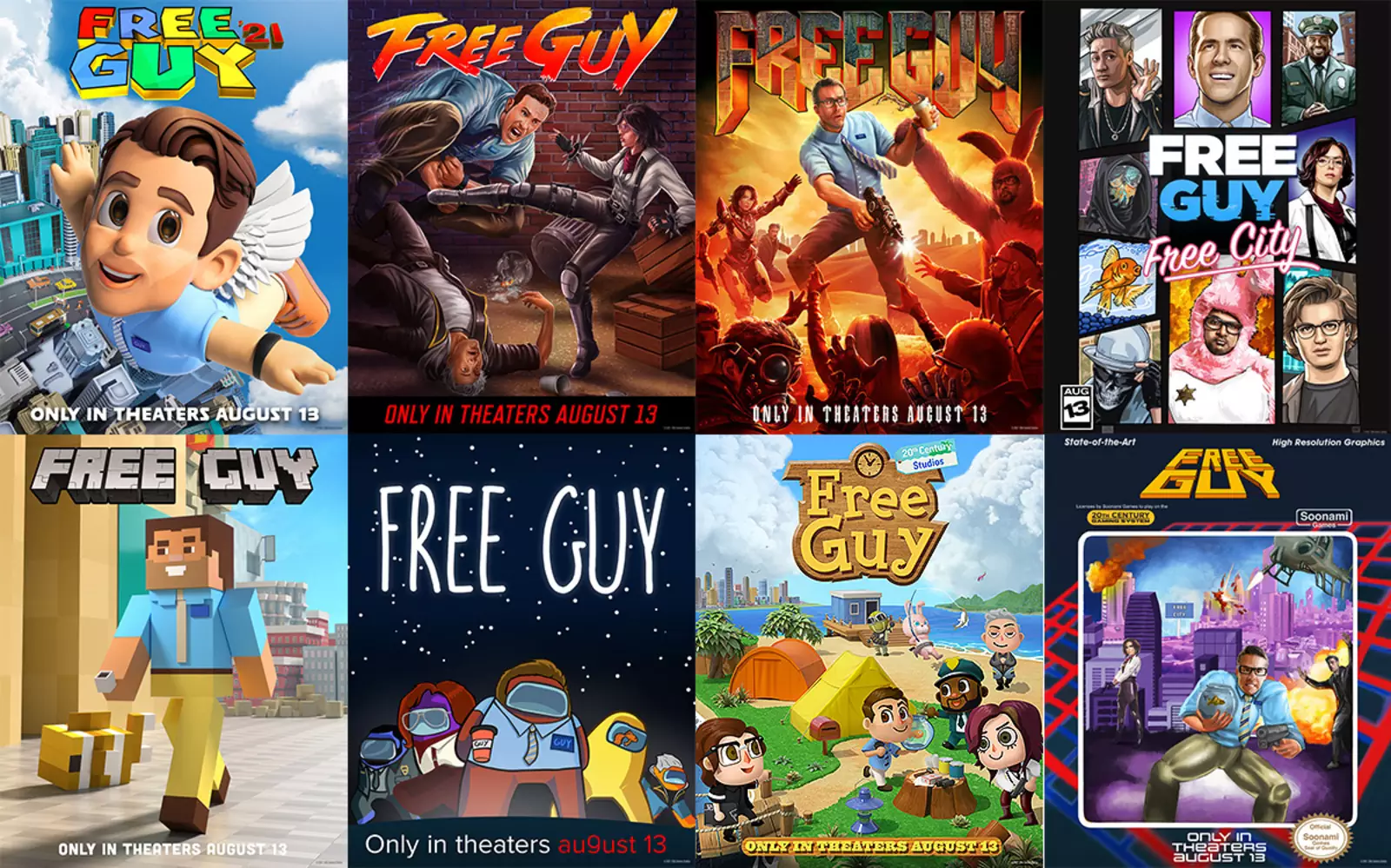 Twitter-аккаунт фильма опубликовал постеры, стилизованные под известные игры: Super Mario 64, Street Fighter, Doom, GTA: Vice City, Minecraft, Among Us, Animal Crossing и Mega Man. 