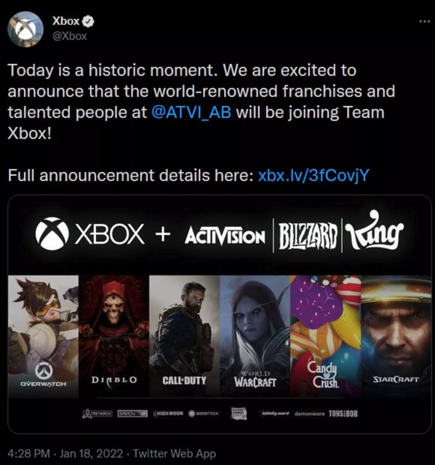 Официальная страница Xbox подтвердила совершение масштабной сделки.