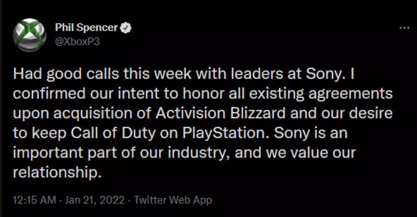 Серия Call of Duty останется кроссплатформенной, как стало ясно из звонка Спенсера боссам Sony.