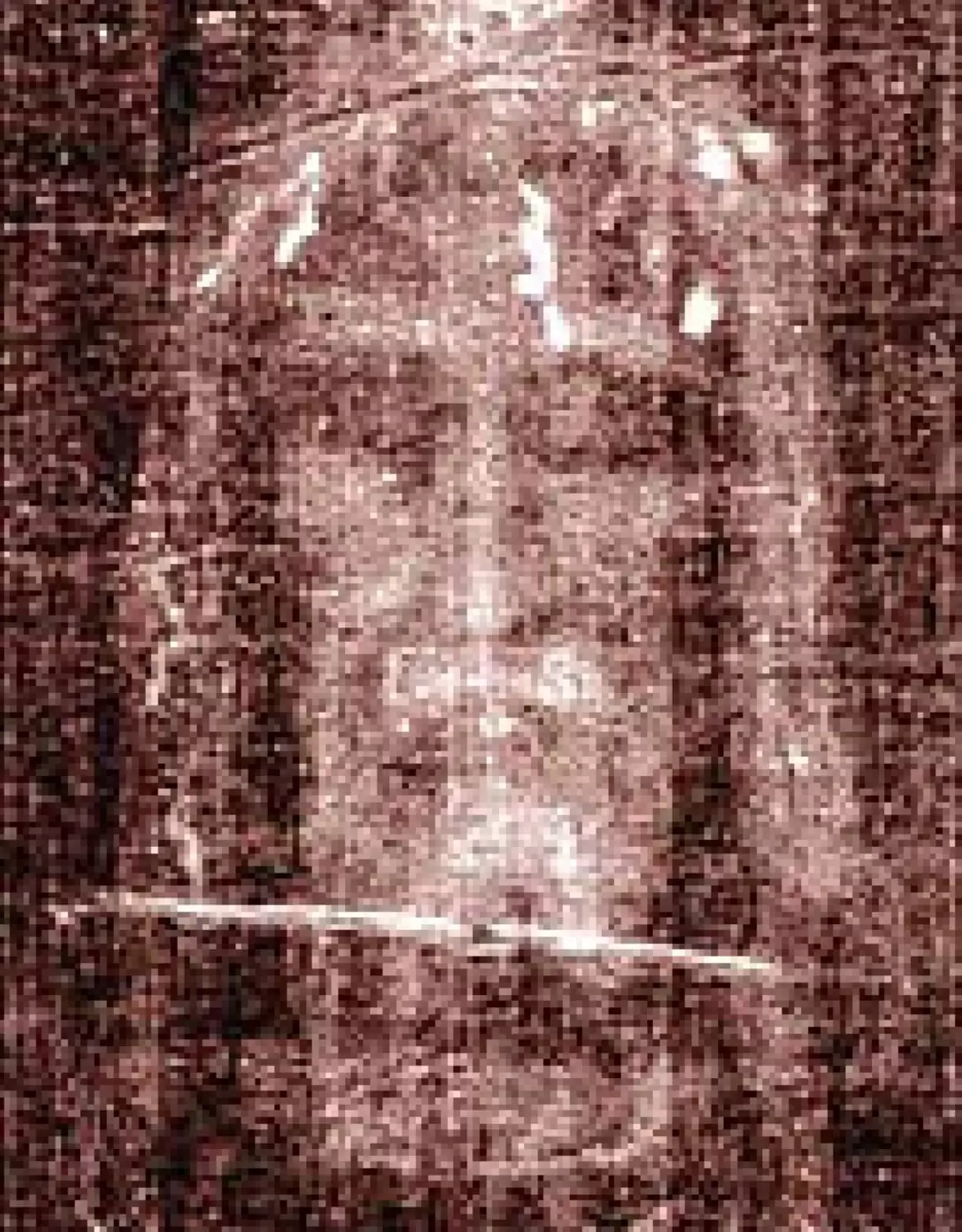 Изображение лица на Плащанице (негатив). Изображение лица на Плащанице (негатив).