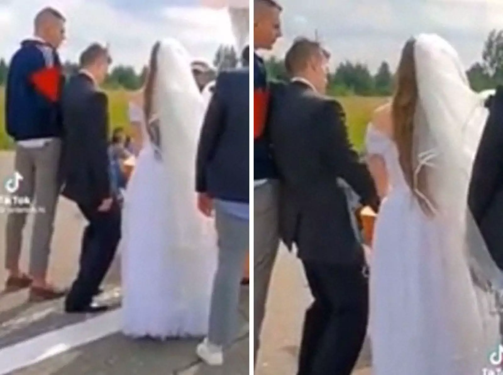 Жених так пьян, что уже не может стоять. Жених так пьян, что уже не может стоять.