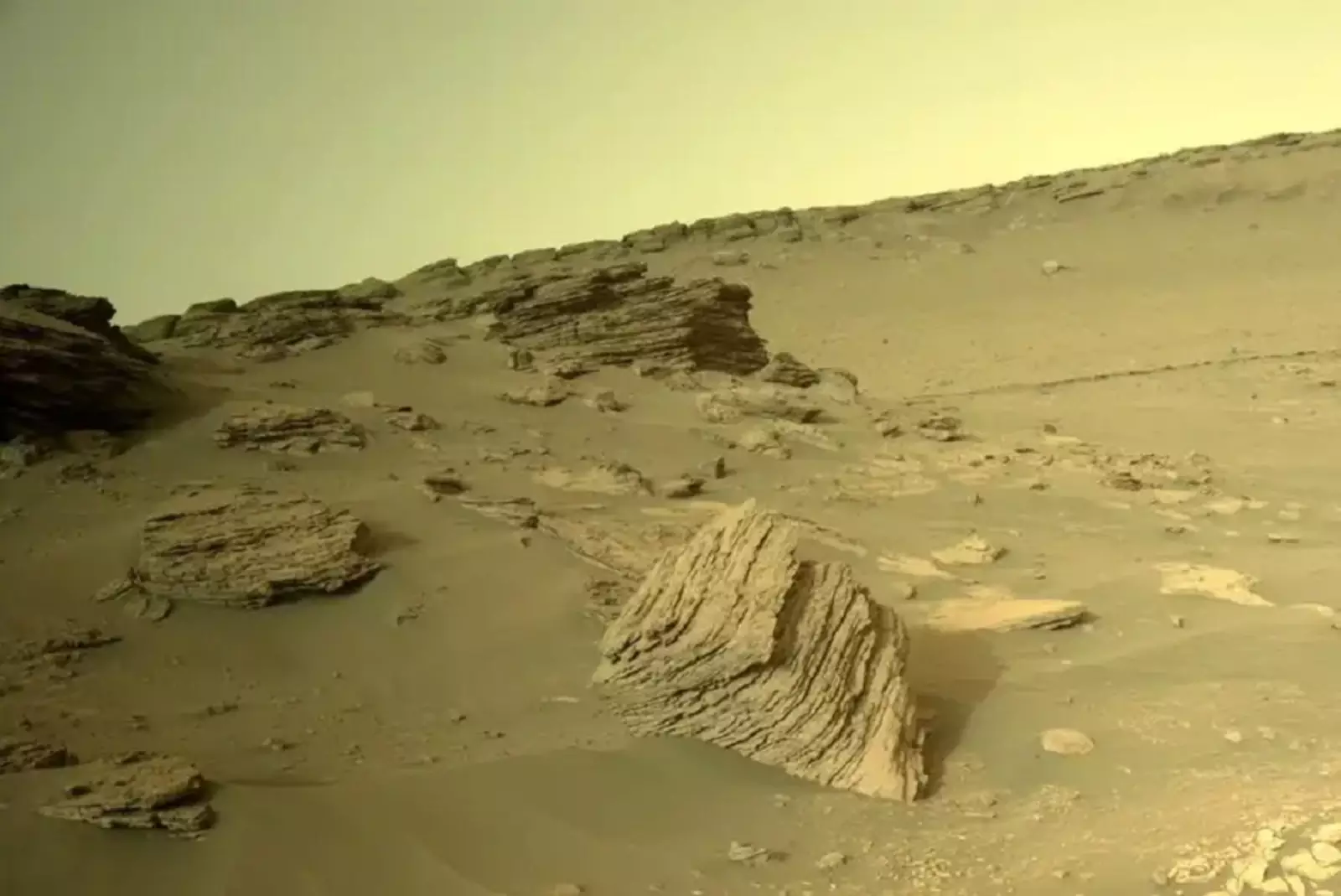 Дельта древней реки, сфотографированная марсоходом NASA. Дельта древней реки, сфотографированная марсоходом NASA.