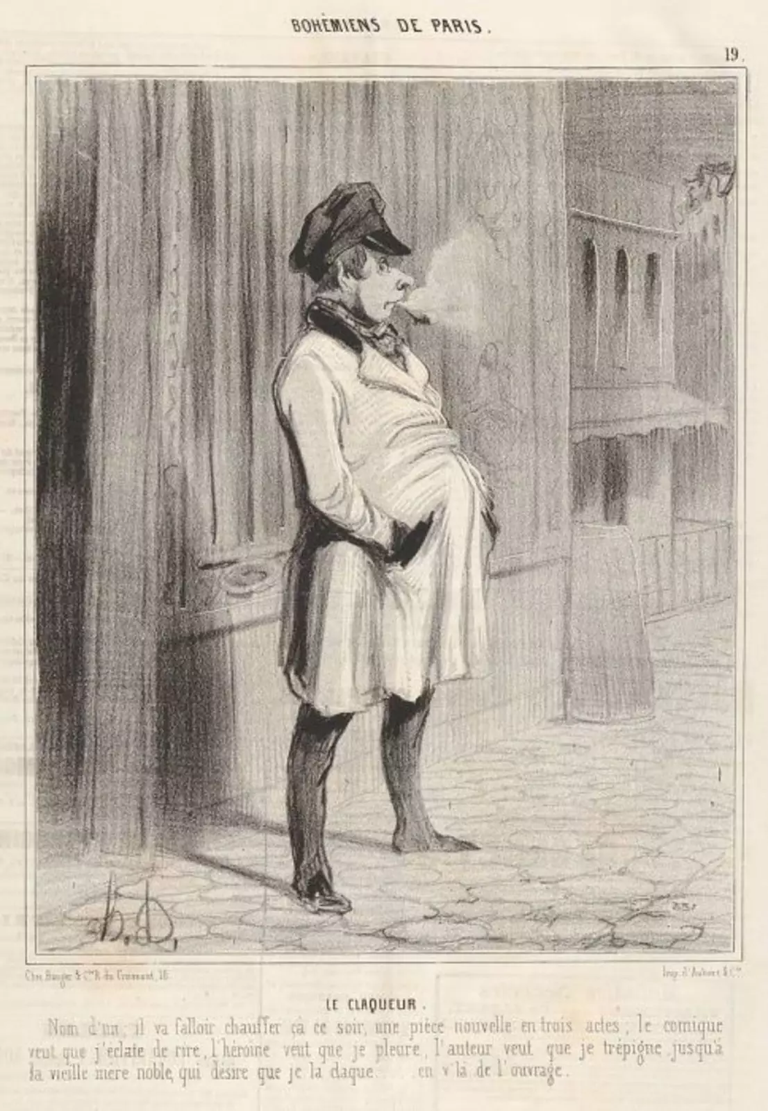 Оноре Домье, «Клакёр», гравюра из цикла «Парижская богема», 1842 год.