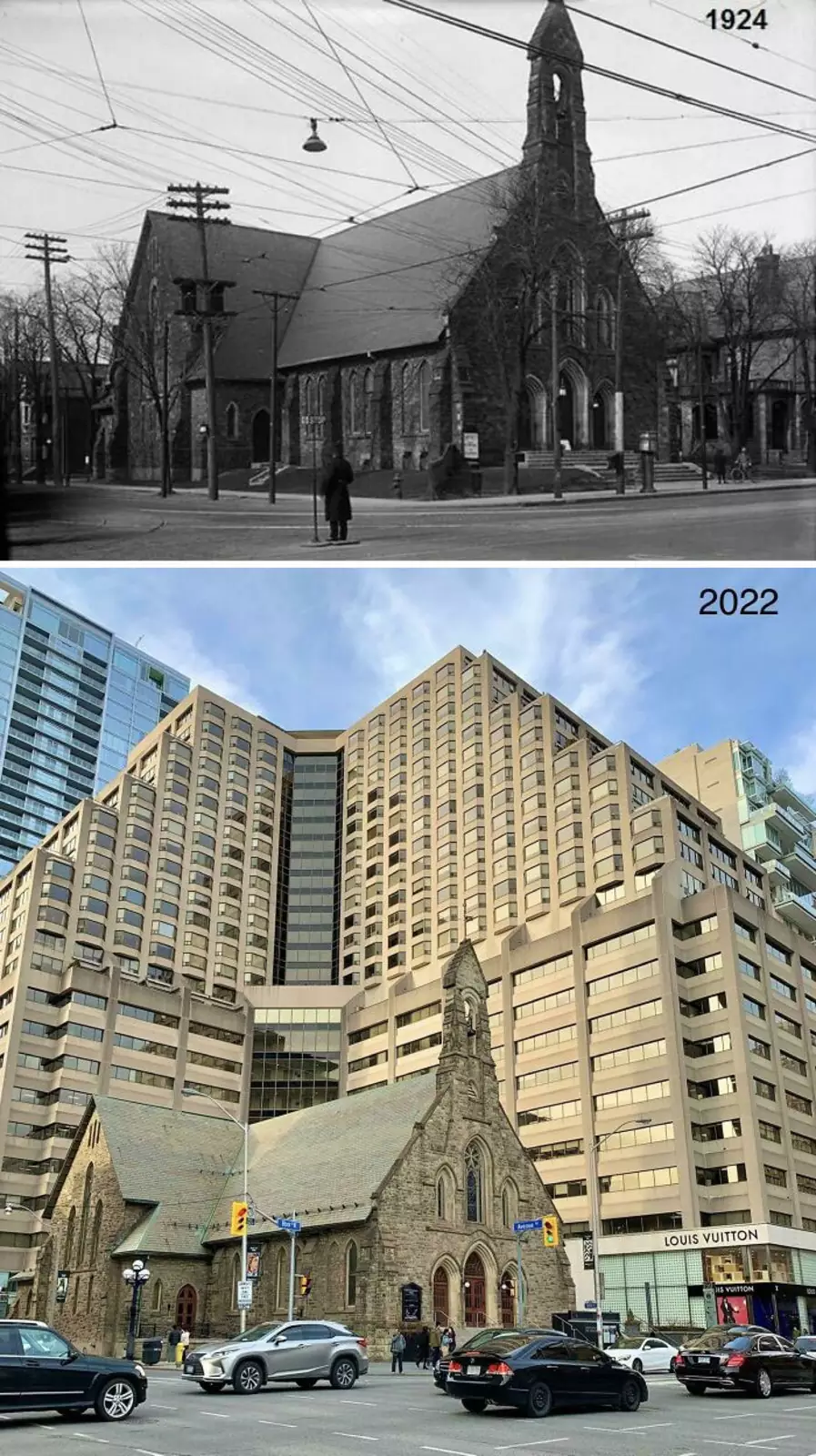 Церковь Искупителя в Торонто с разницей в 98 лет.