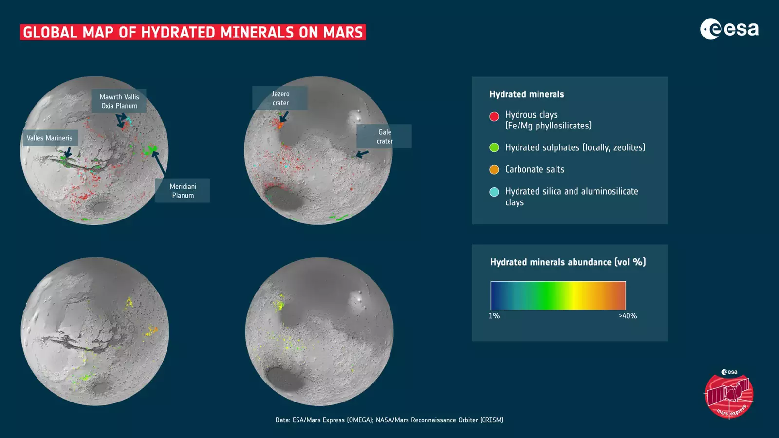 Карта Марса с высоким спектральным разрешением.