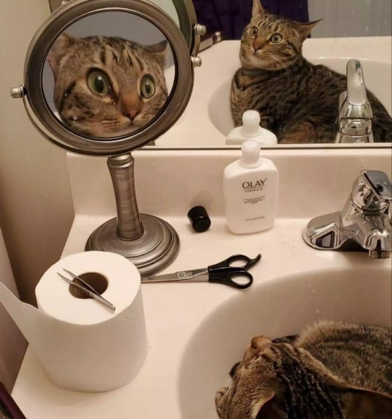 Зеркало с увеличением кого угодно способно напугать. Зеркало с увеличением кого угодно способно напугать.