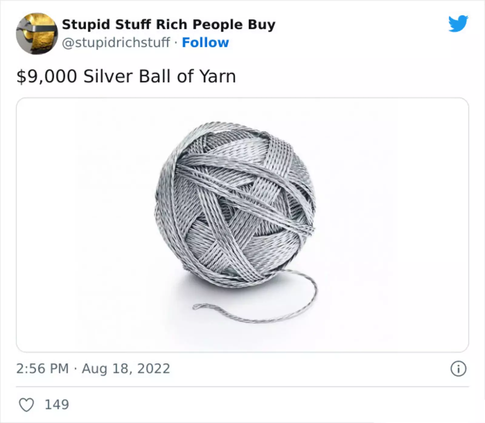 Клубок пряжи из серебра - $9 000