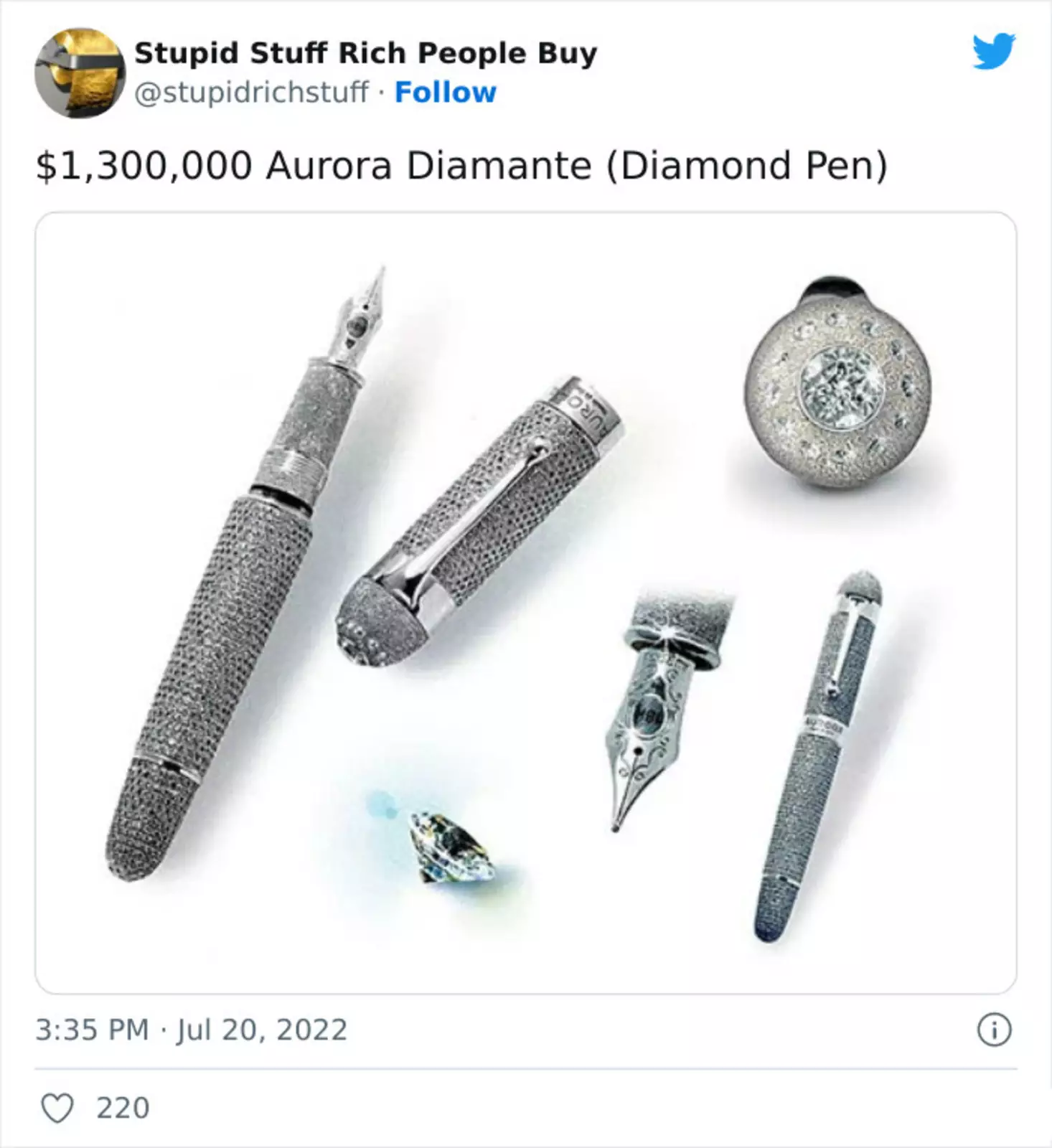Бриллиантовая ручка - $1 300 000