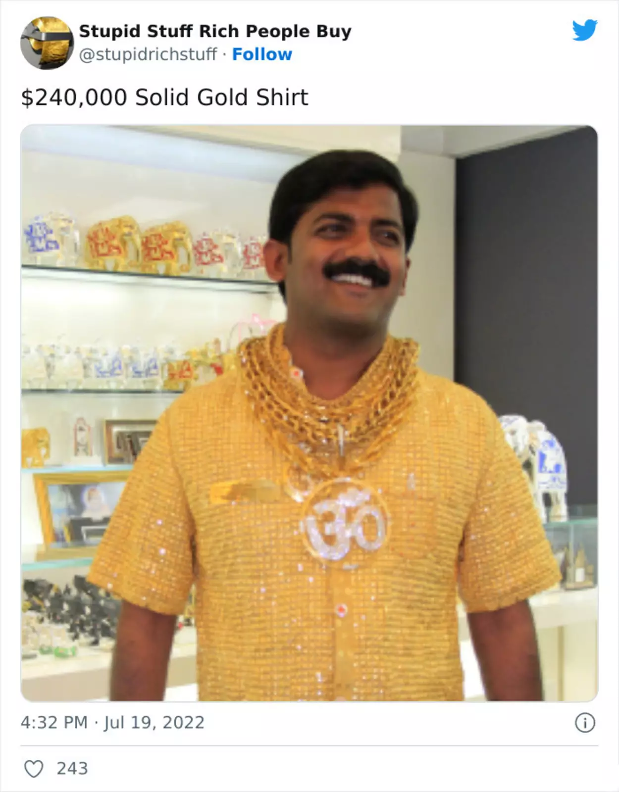 Рубашка из чистого золота - $240 000