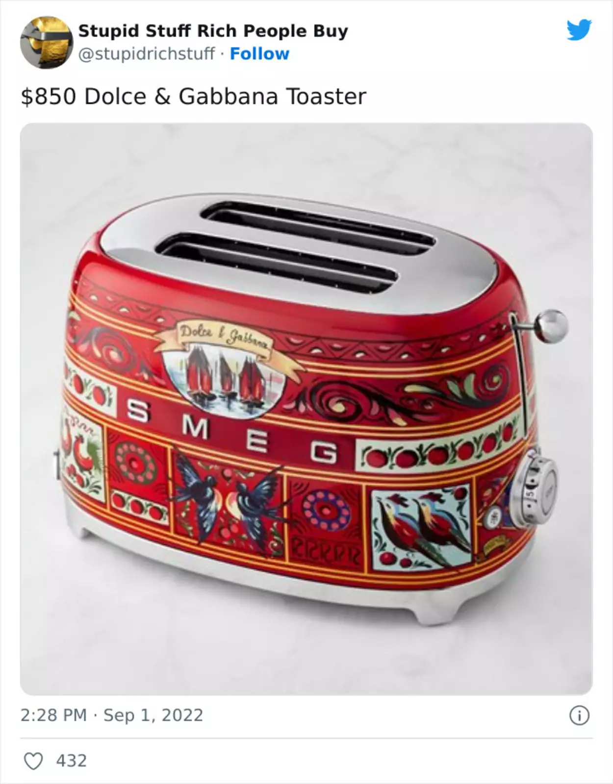 Тостер от Дольче и Габбана - $850