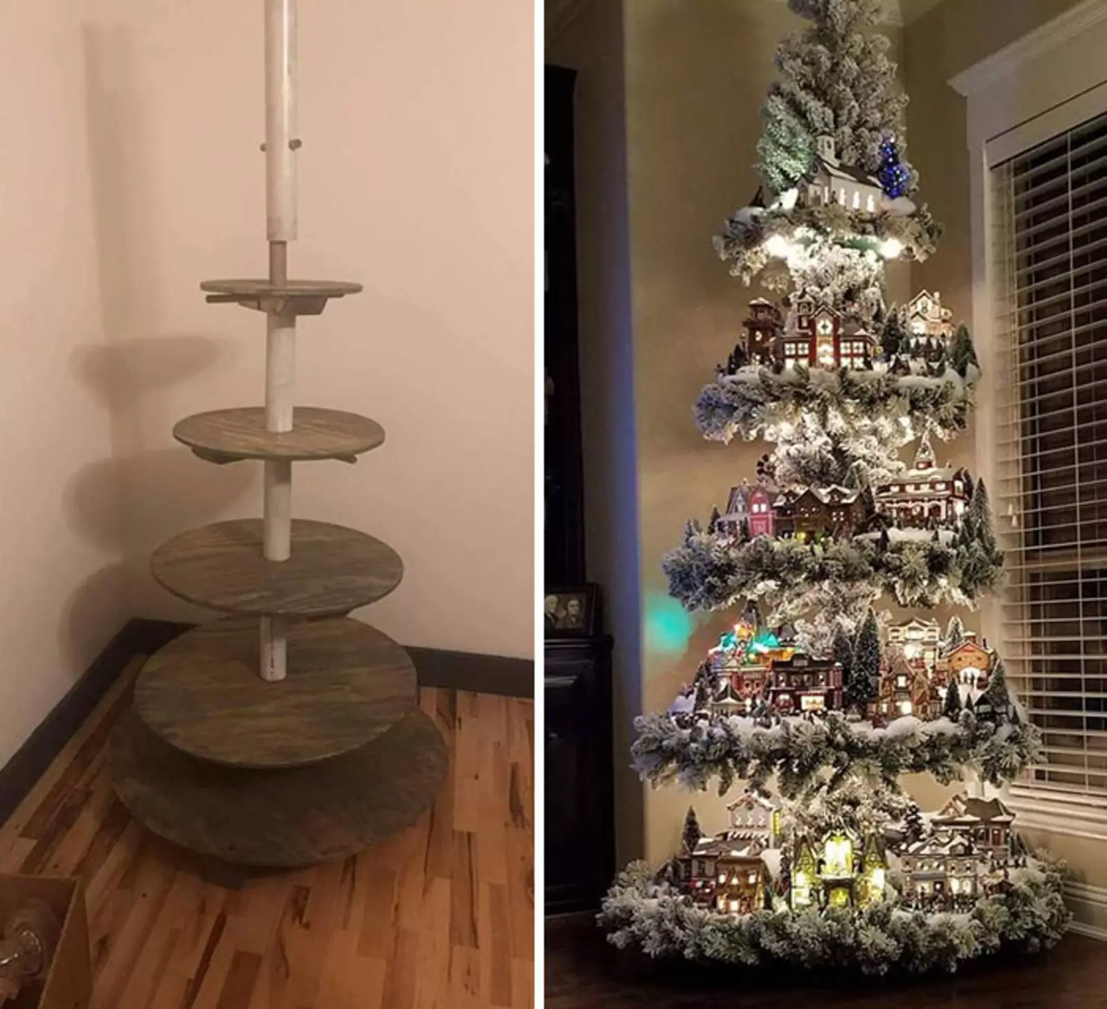 Красивая новогодняя елка до и после