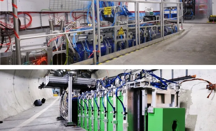 Детекторы FASER (вверху) и SND@LHC (внизу).