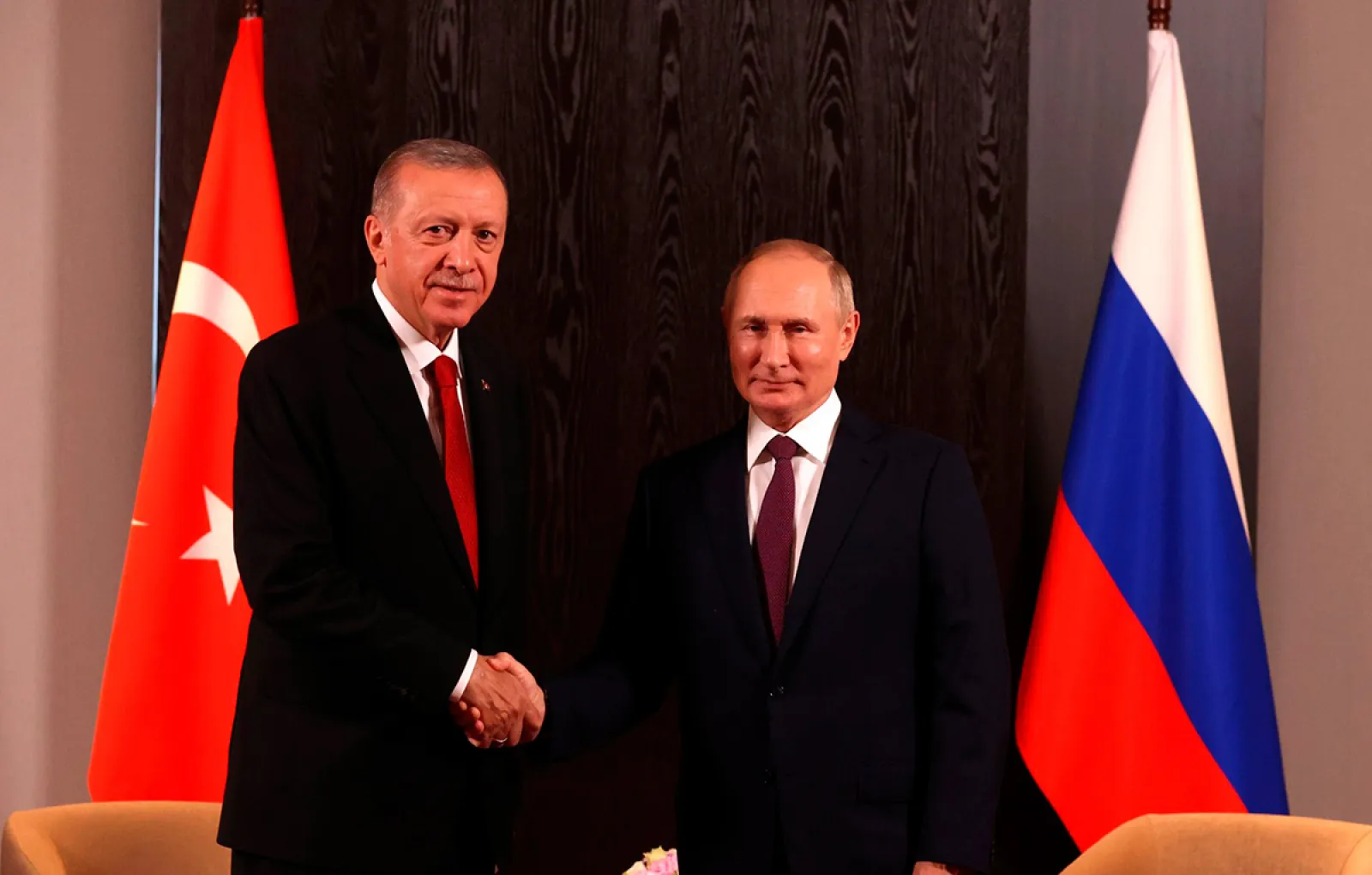 Президент РФ Владимир Путин с  Президентом Турецкой Республики Реджепом Тайипом Эрдоганом.