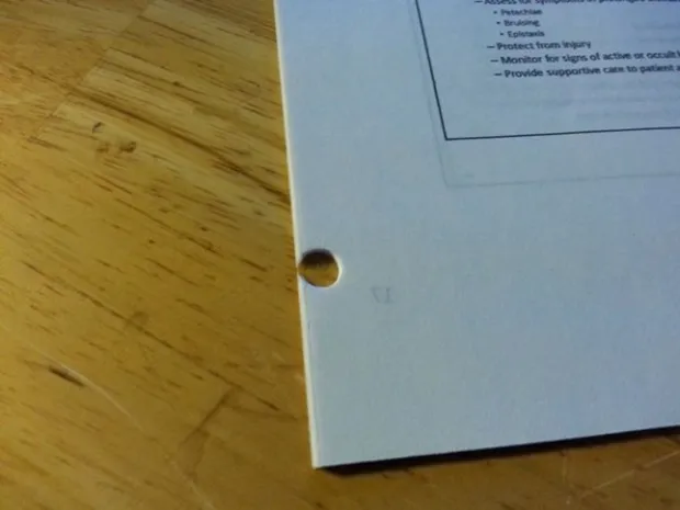 Неудача с дыроколом.