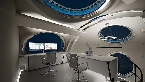 На базе предусмотрены широкие окна для изучения подводного мира.