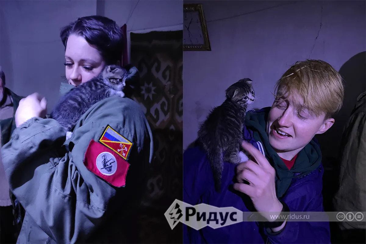 Ольга, Аксинья и котенок Боцман 