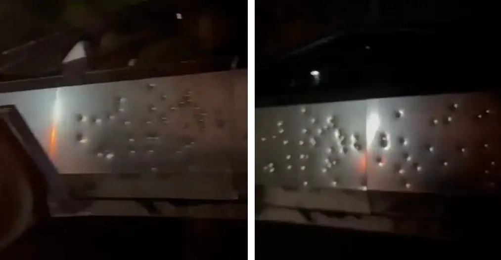 Расстрелянный Cybertruck. 