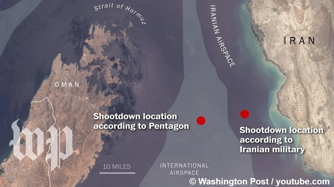 Версии США и Ирана по месту поражения БПЛА RQ-4А Global Hawk над акваторией Ормузского пролива