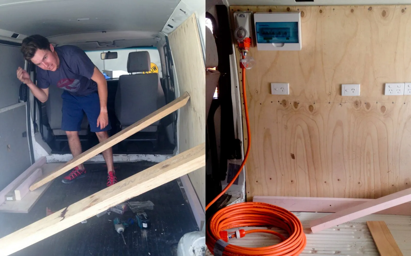 Сначала Лукас и Николас отремонтировали стены будущей мини-прачечной и подключили электрическую систему.