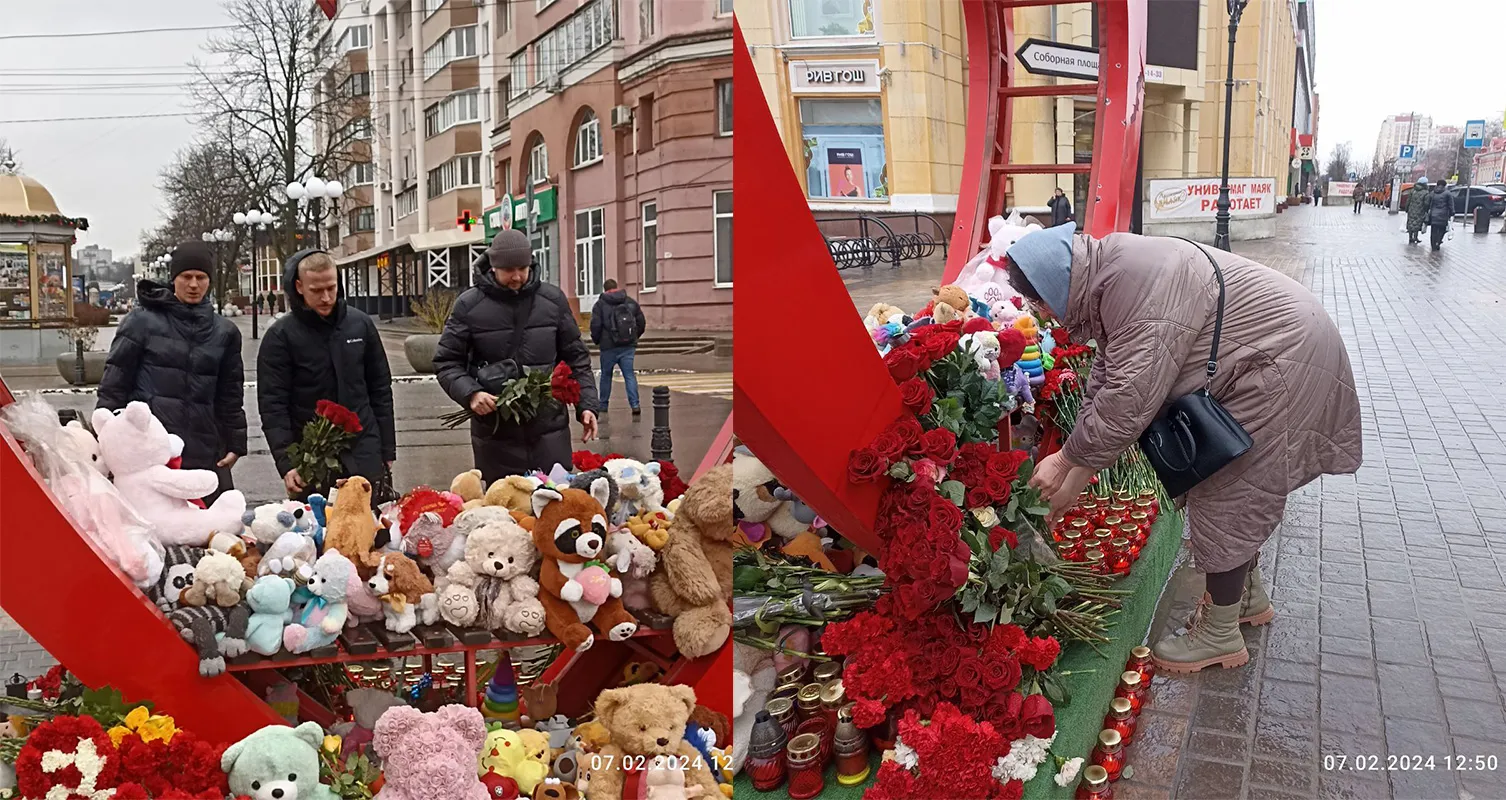 На место трагедии постоянно приносят цветы