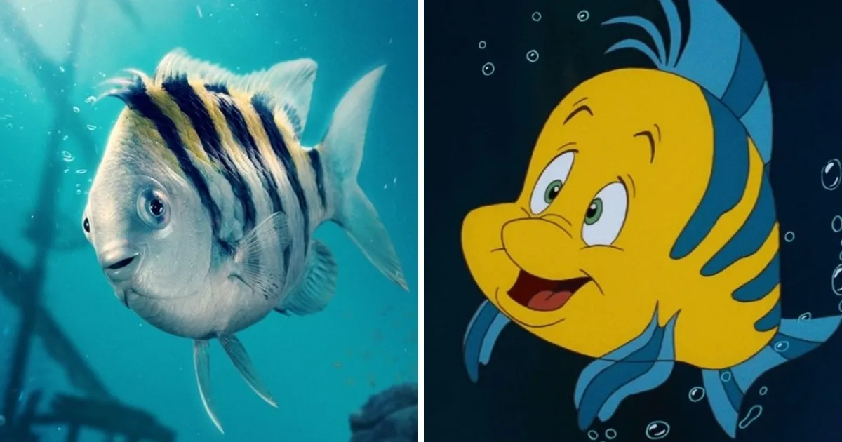 Новый Флаундер в сравнении с собой же из мультфильма.