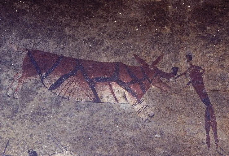 Дождевой зверь на наскальных южноафриканских рисунках.