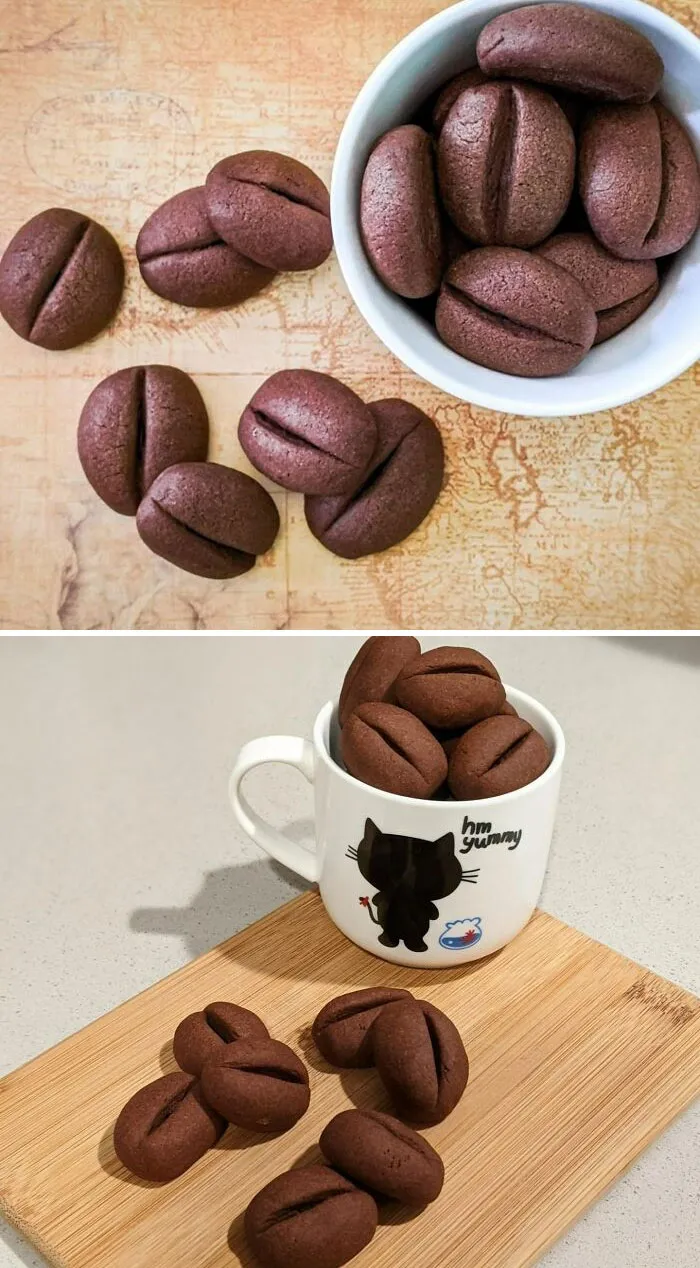 «Попробовали сделать печенье в виде кофейных зерен. Приятно удивлены результатом».